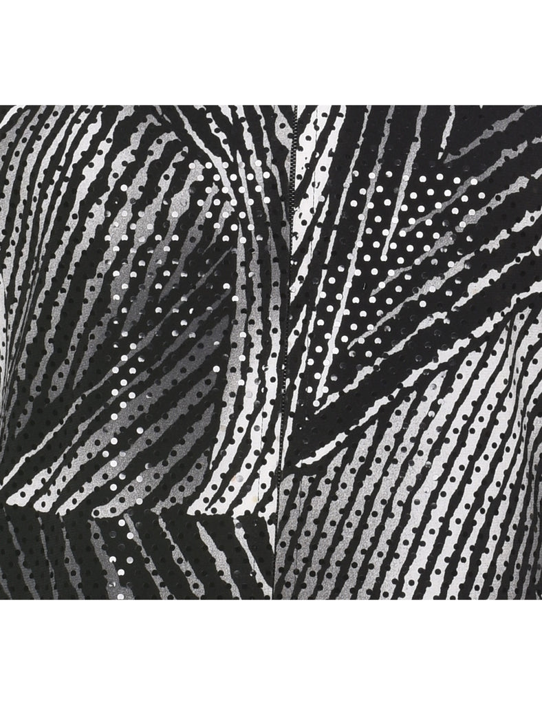 Sparkly Zip-Front Animal Print 1990s Jacket  - M