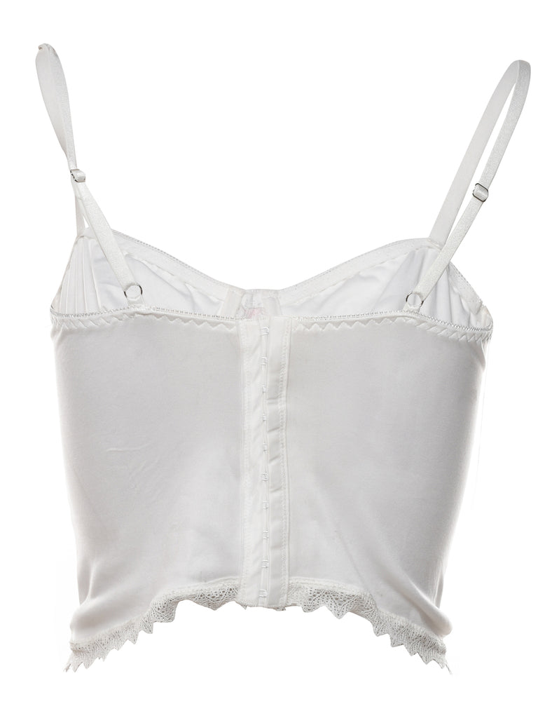 White Lace Bow Detail Bustier - S