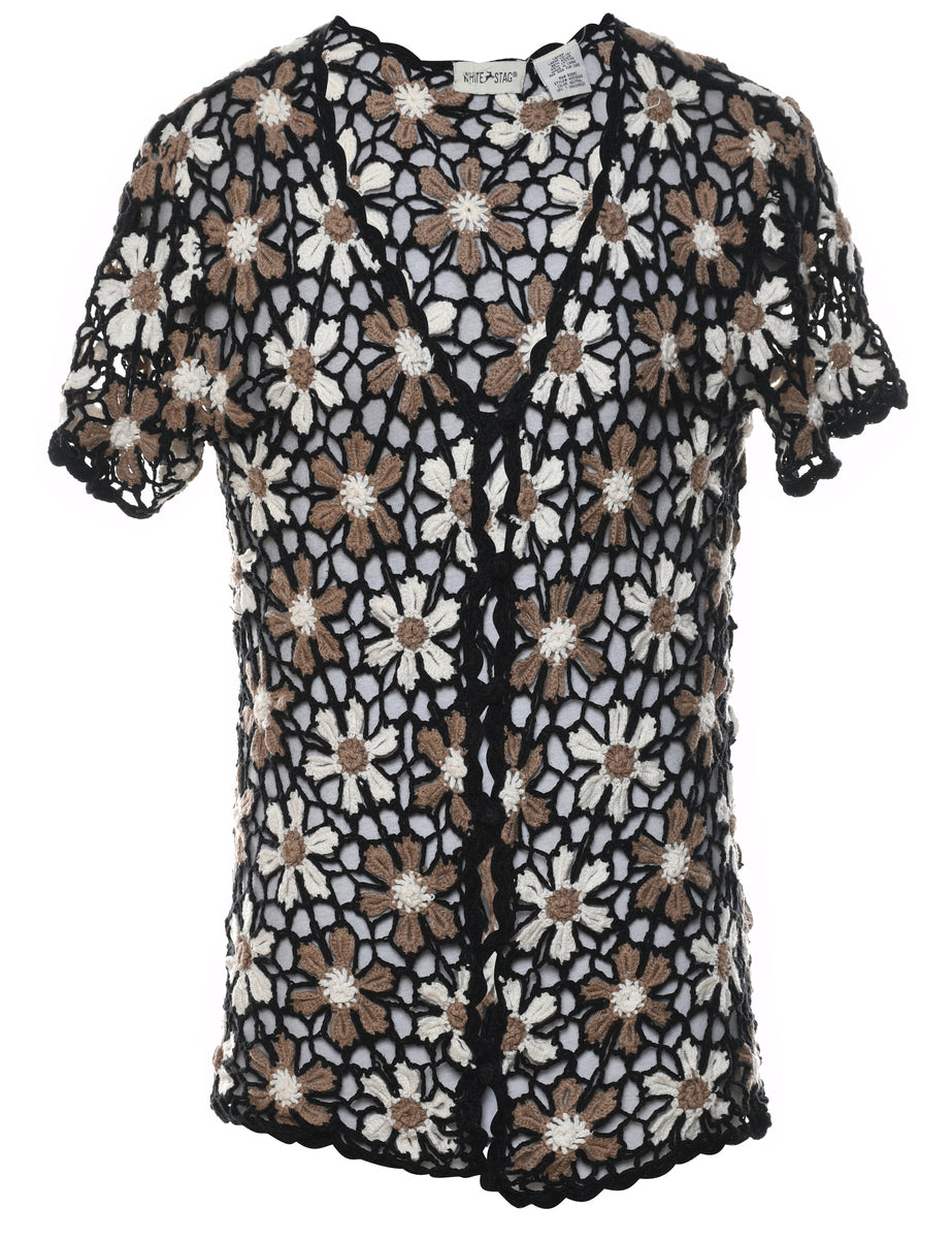 Women s White Stag White Stag Floral Knit Cardigan Multi coloured