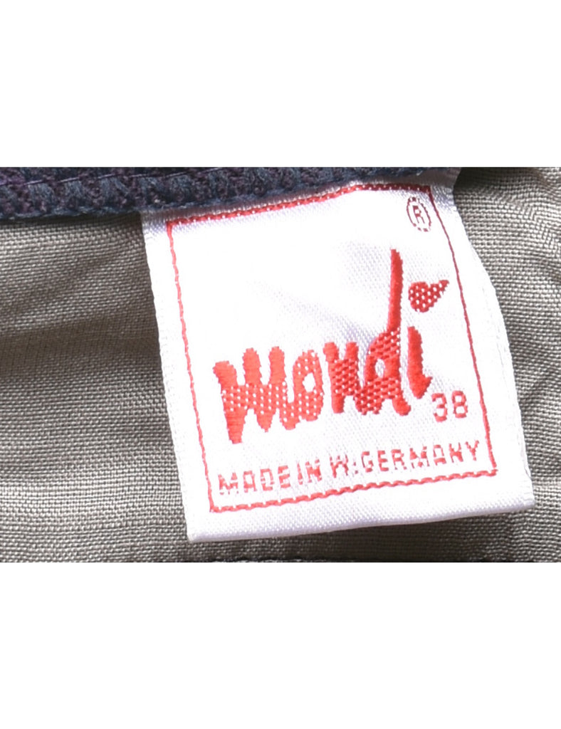 Wool Purple Pleated Tapered Trousers - W28 L28