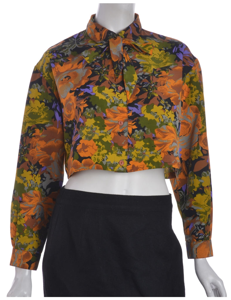 Abstract Pattern Silk Pussy Bow Blouse - Blouses & Tops - Beyond Retro