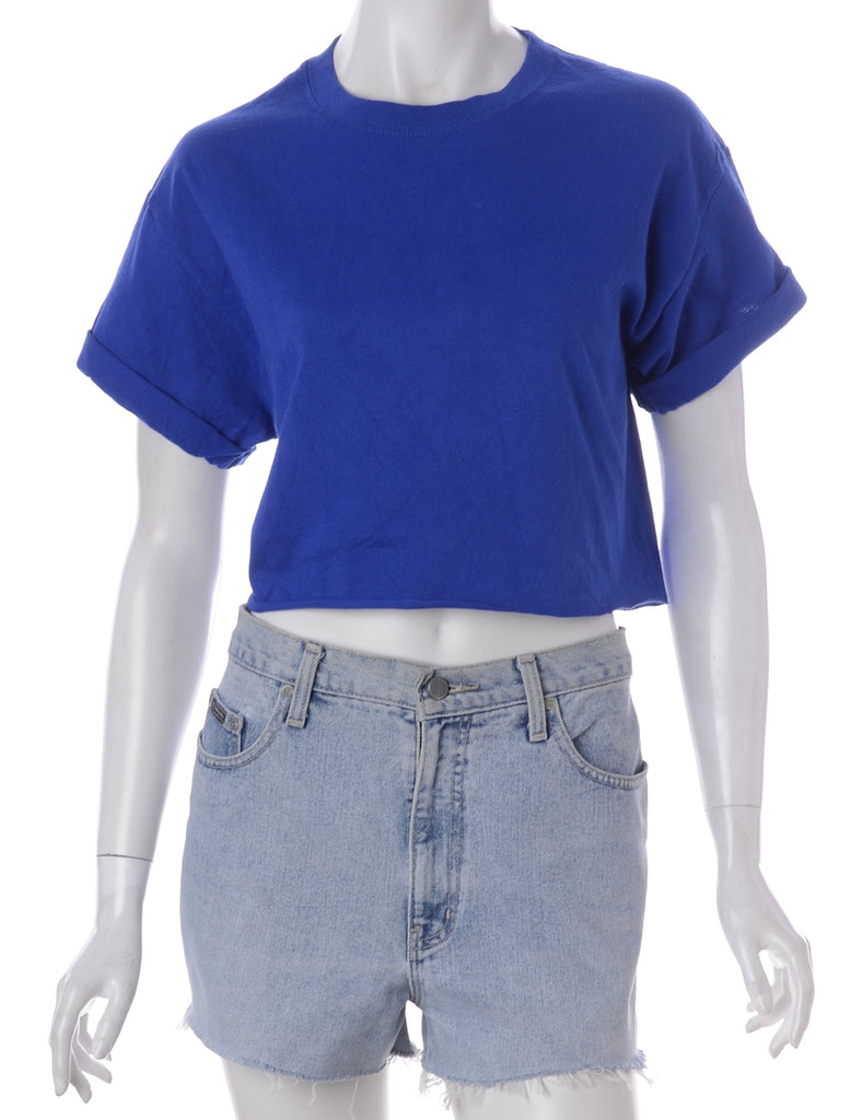 Label Bell Cropped Roll Sleeve T-Shirt - T-shirts - Beyond Retro