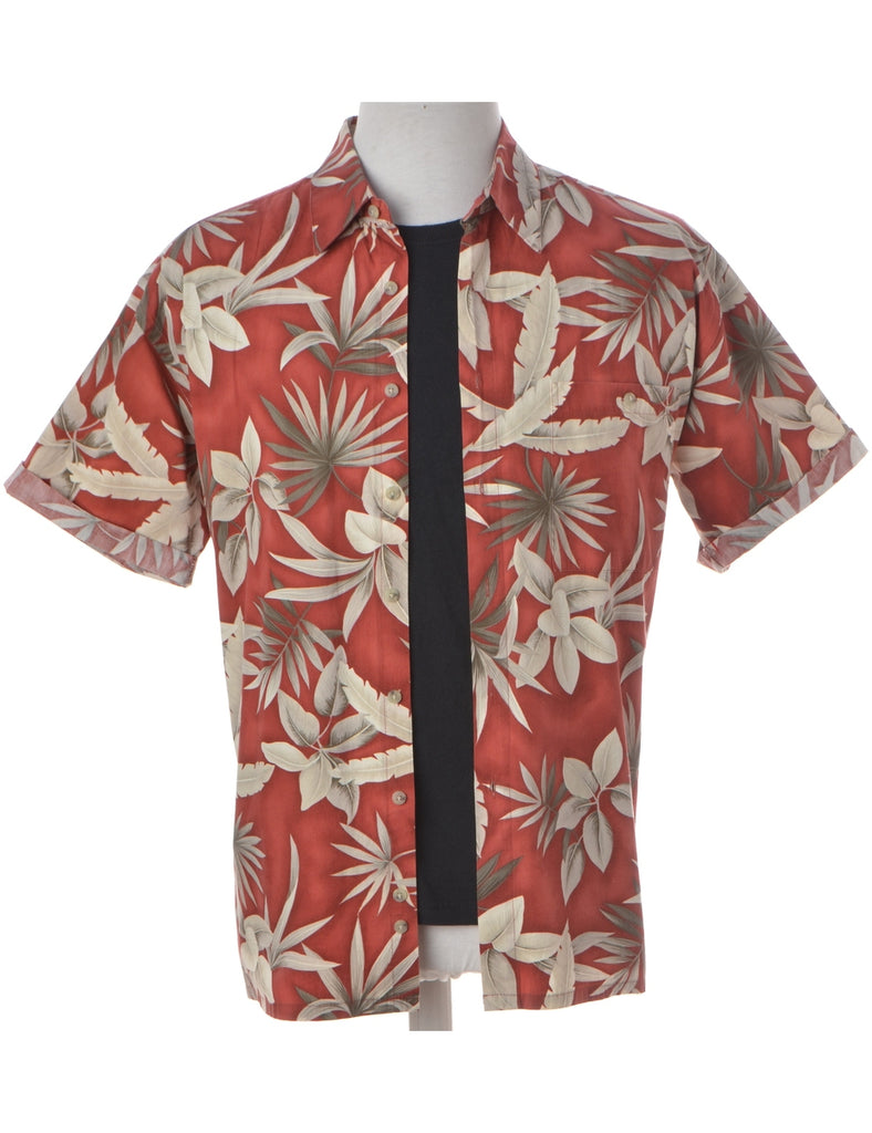 Beyond Retro Label Harvey Roll Sleeve Hawaiian Shirt Burgundy - Shirts - Beyond Retro