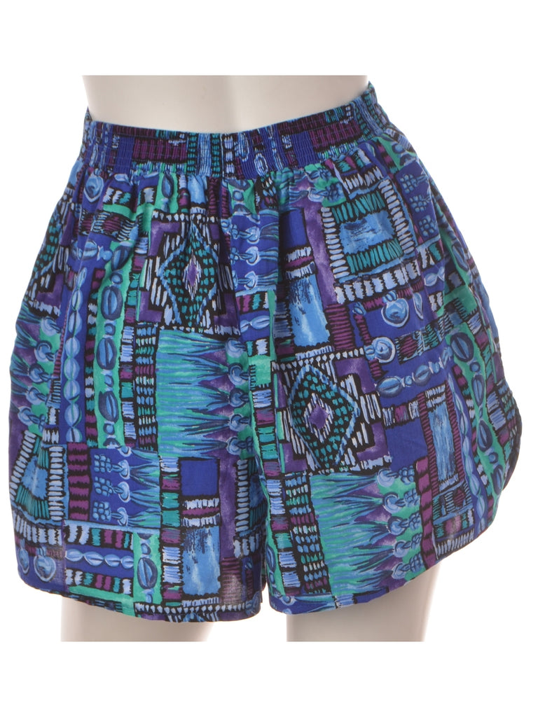 Beyond Retro Label Summer Shorts Blue With An Elasticized Waist - Shorts - Beyond Retro