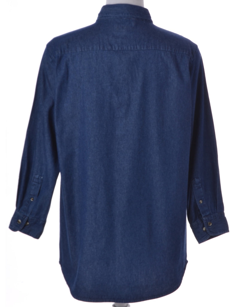 Indigo 3 Button Denim Shirt - Shirts - Beyond Retro