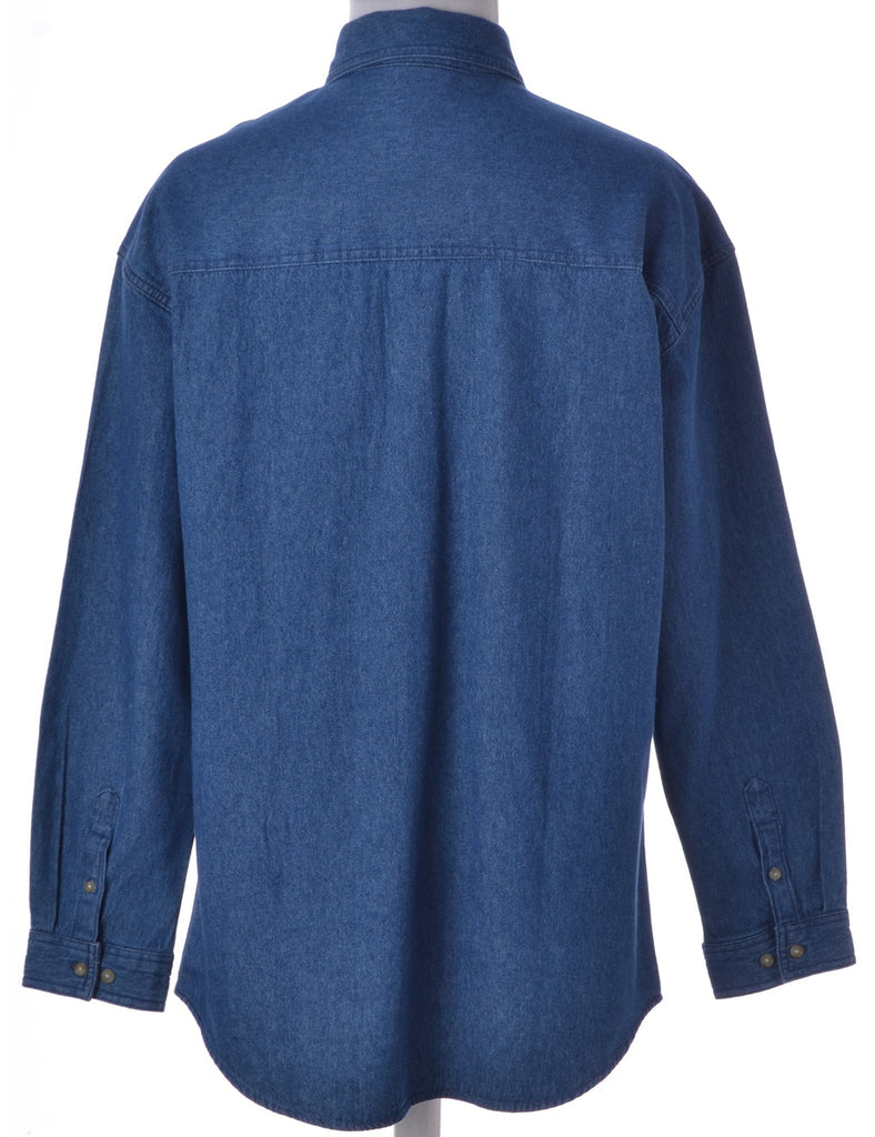 Indigo 3 Button Denim Shirt - Shirts - Beyond Retro