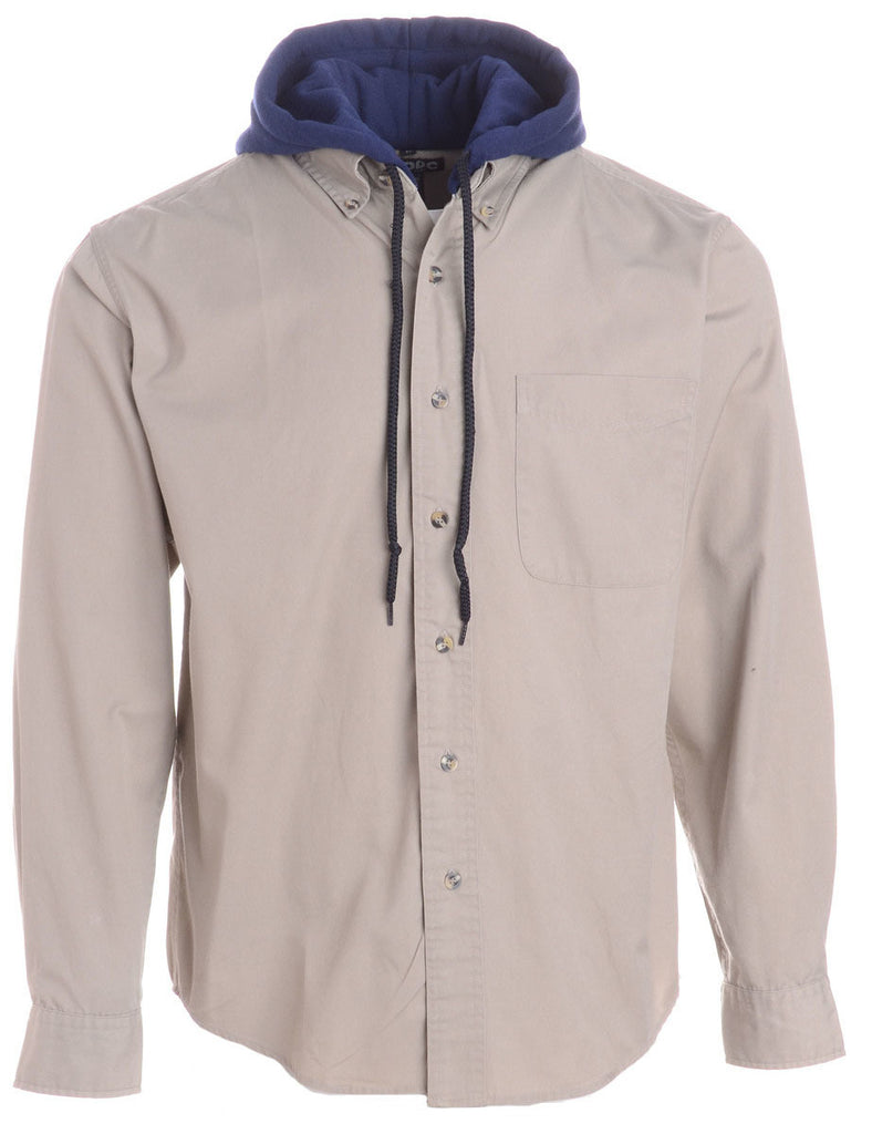 Label Beige Theo Hooded Shirt - Shirts - Beyond Retro