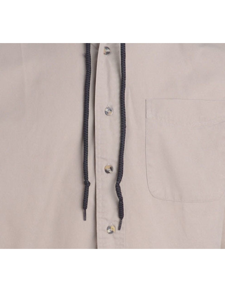 Label Beige Theo Hooded Shirt - Shirts - Beyond Retro