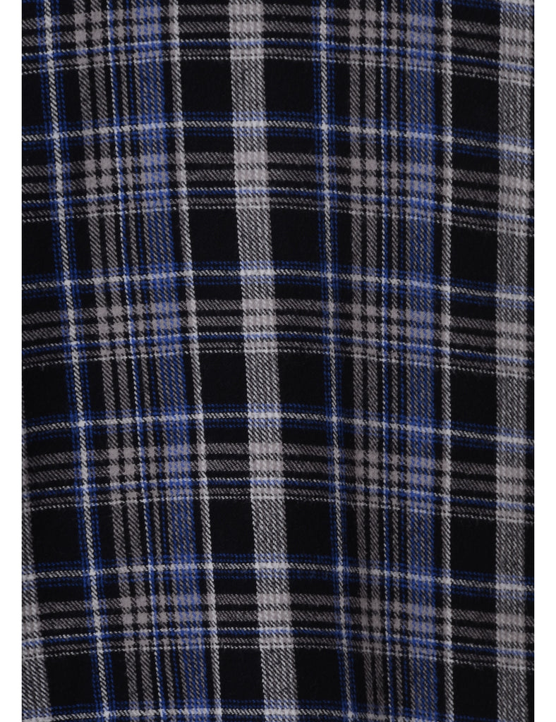 Label Black Plaid Shirt with Denim Collar - Shirts - Beyond Retro