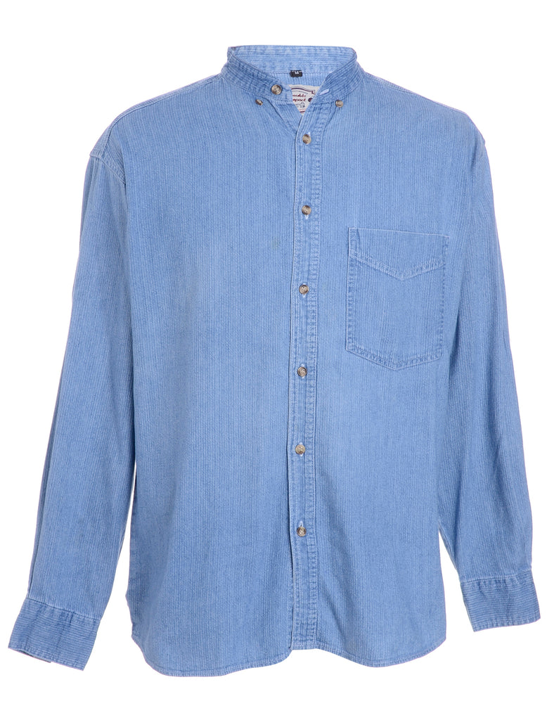 Beyond Retro Label Label Charles Grandad Collar Denim Shirt