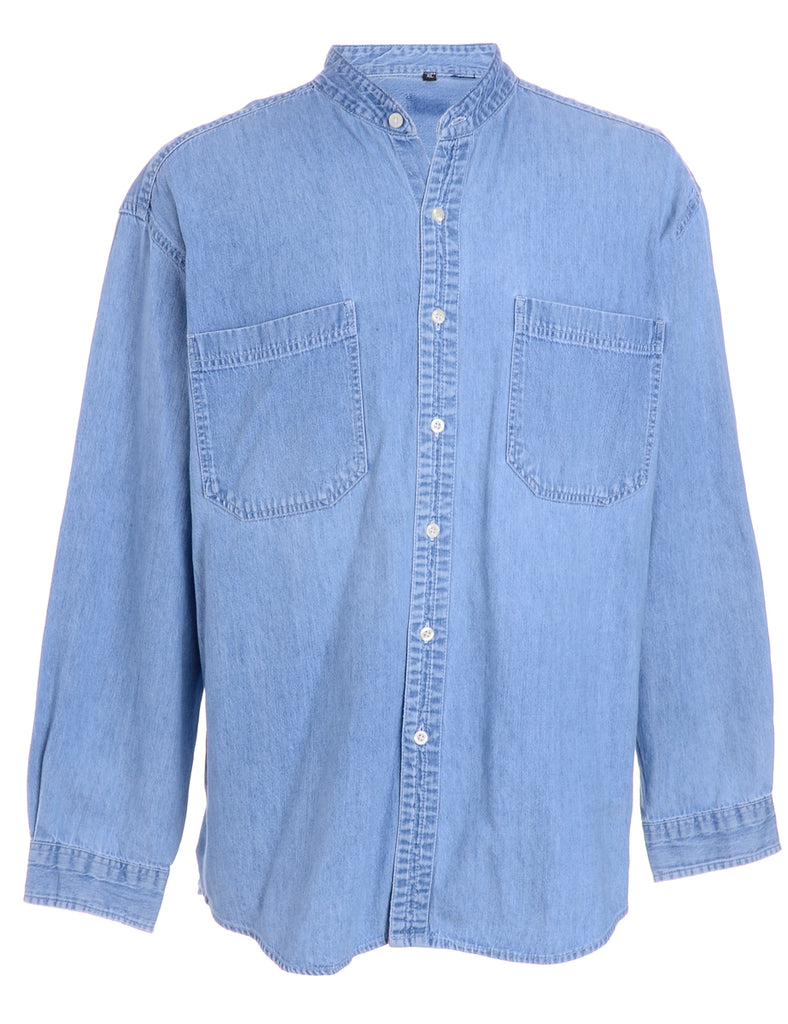 Beyond Retro Label Label Charles Grandad Collar Denim Shirt