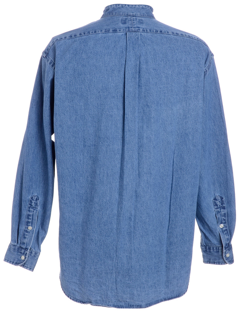 Beyond Retro Label Label Charles Grandad Collar Denim Shirt