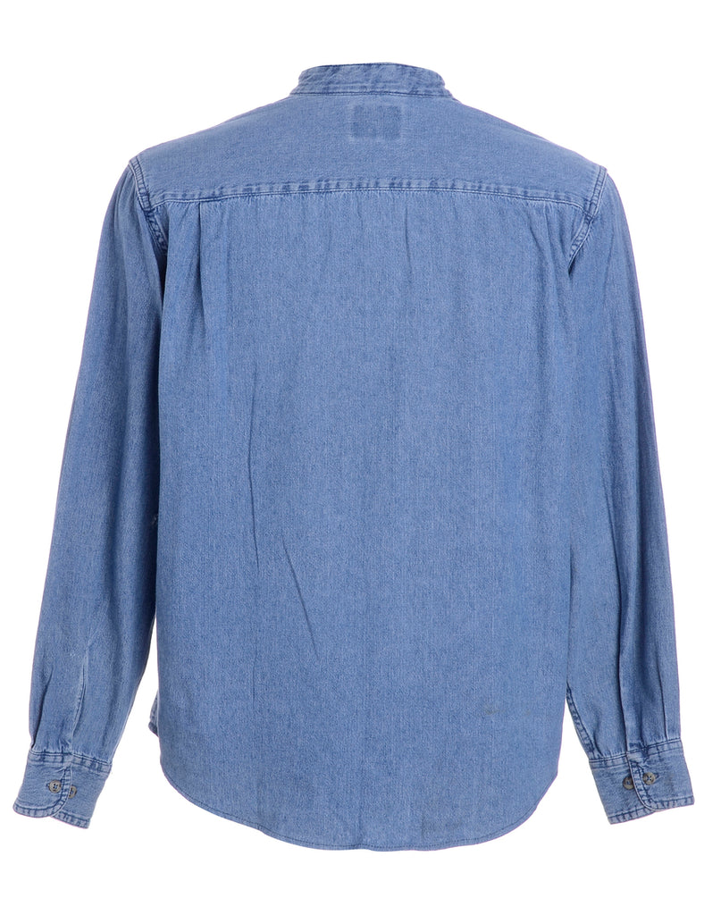 Beyond Retro Label Label Charles Grandad Collar Denim Shirt