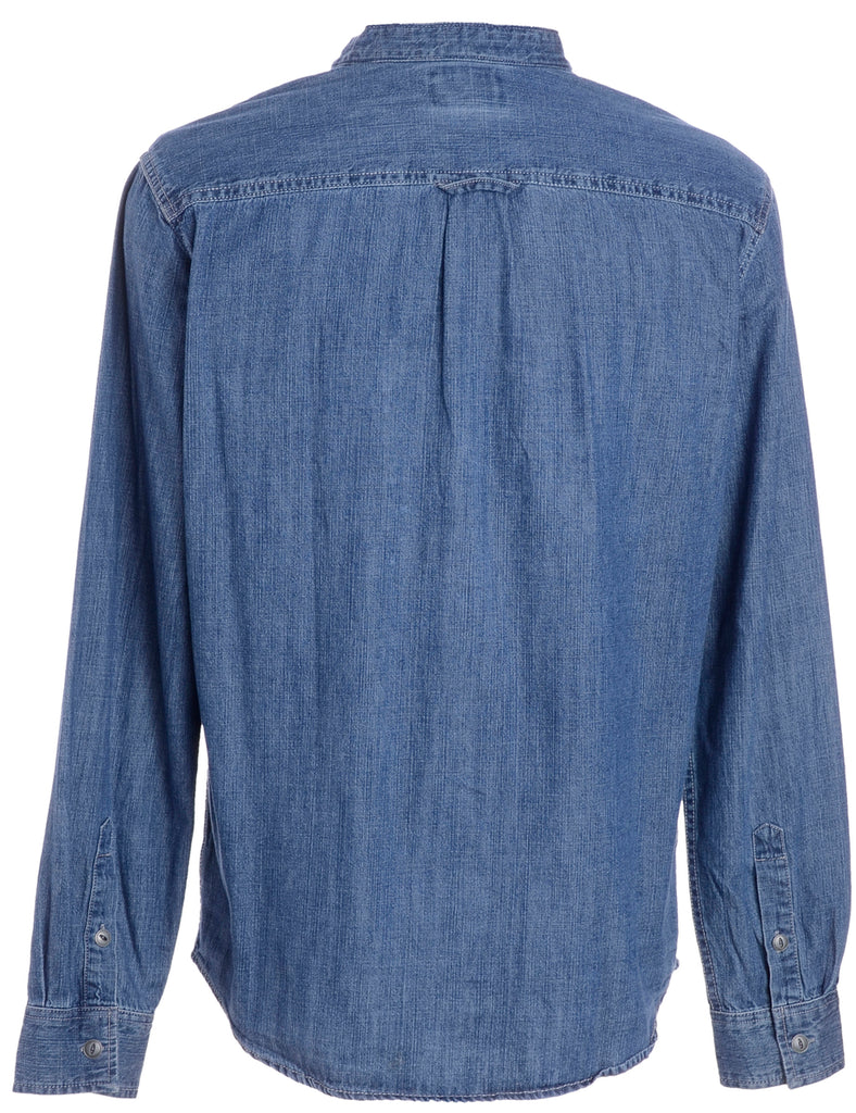 Beyond Retro Label Label Charles Grandad Collar Denim Shirt