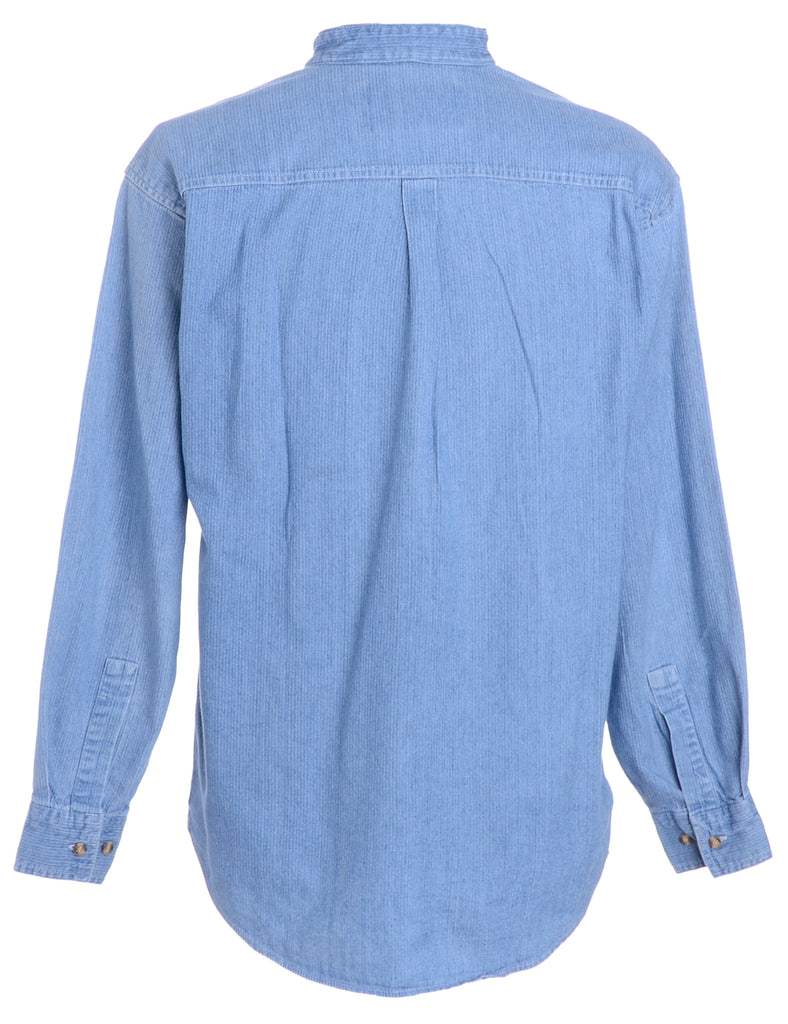 Beyond Retro Label Label Charles Grandad Collar Denim Shirt