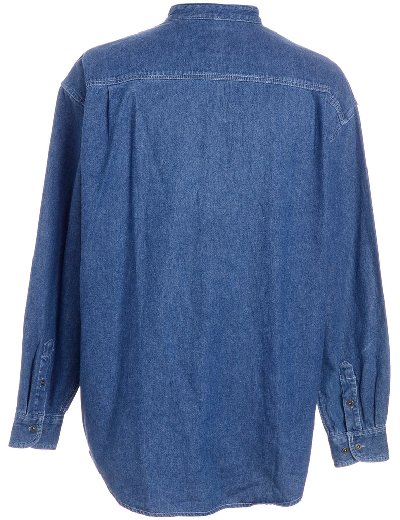 Beyond Retro Label Label Charles Grandad Collar Denim Shirt
