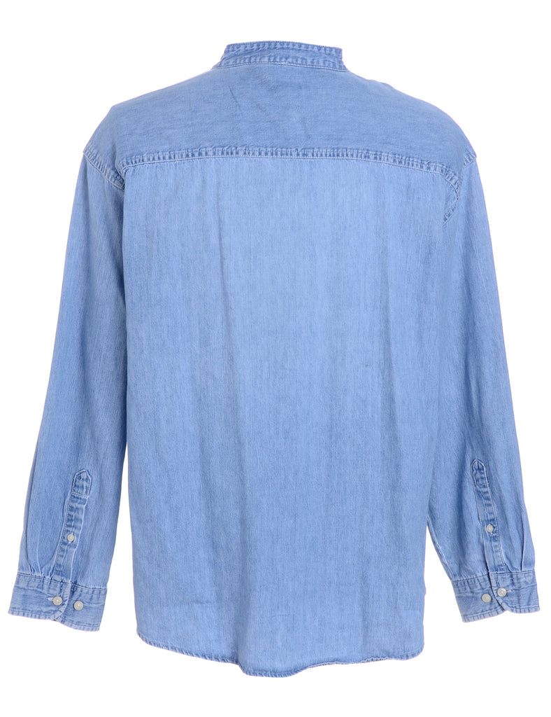 Beyond Retro Label Label Charles Grandad Collar Denim Shirt