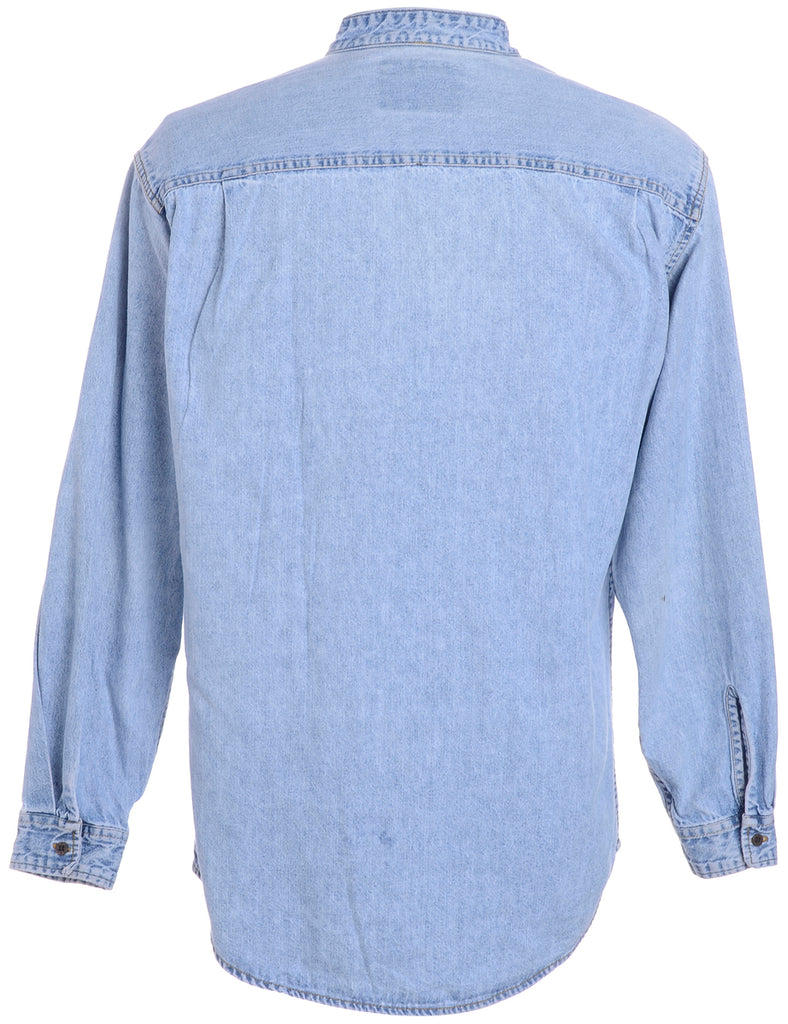 Beyond Retro Label Label Charles Grandad Collar Denim Shirt
