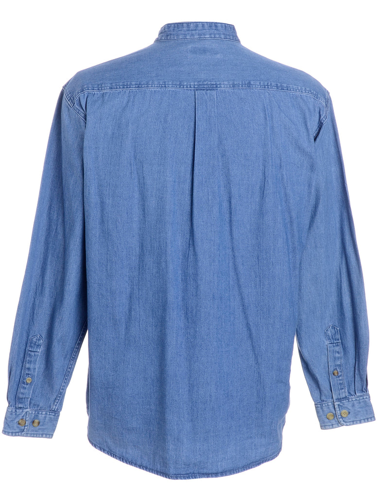 Beyond Retro Label Label Charles Grandad Collar Denim Shirt