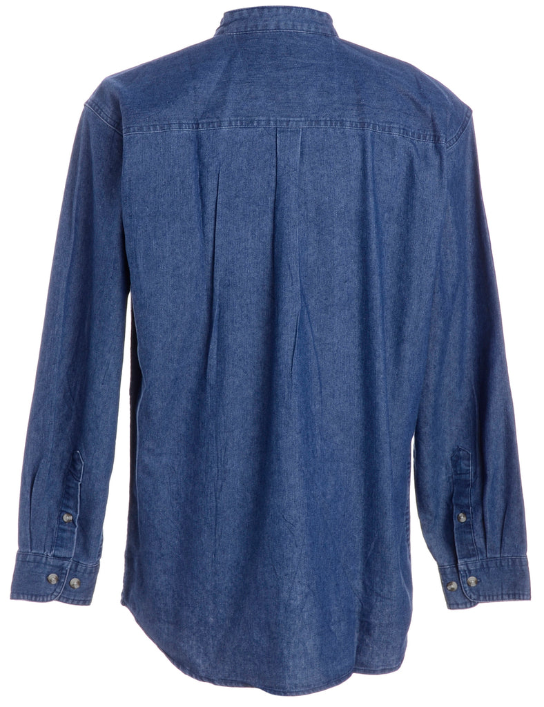 Beyond Retro Label Label Charles Grandad Collar Denim Shirt