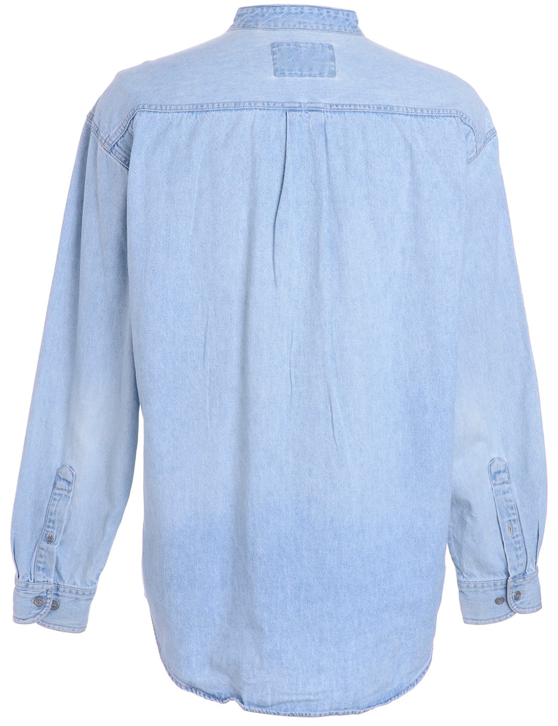 Beyond Retro Label Label Charles Grandad Collar Denim Shirt