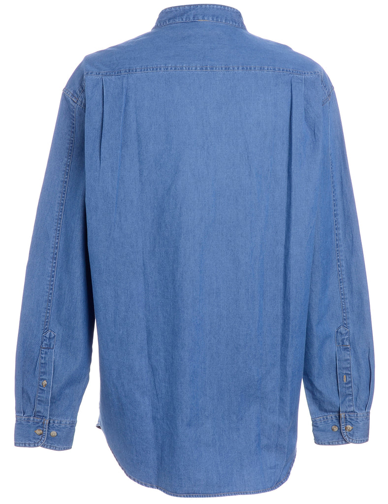 Beyond Retro Label Label Charles Grandad Collar Denim Shirt