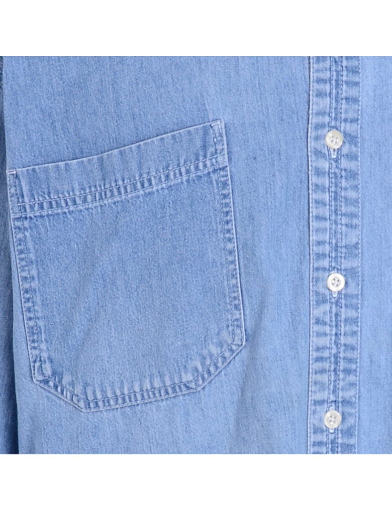 Beyond Retro Label Label Charles Grandad Collar Denim Shirt