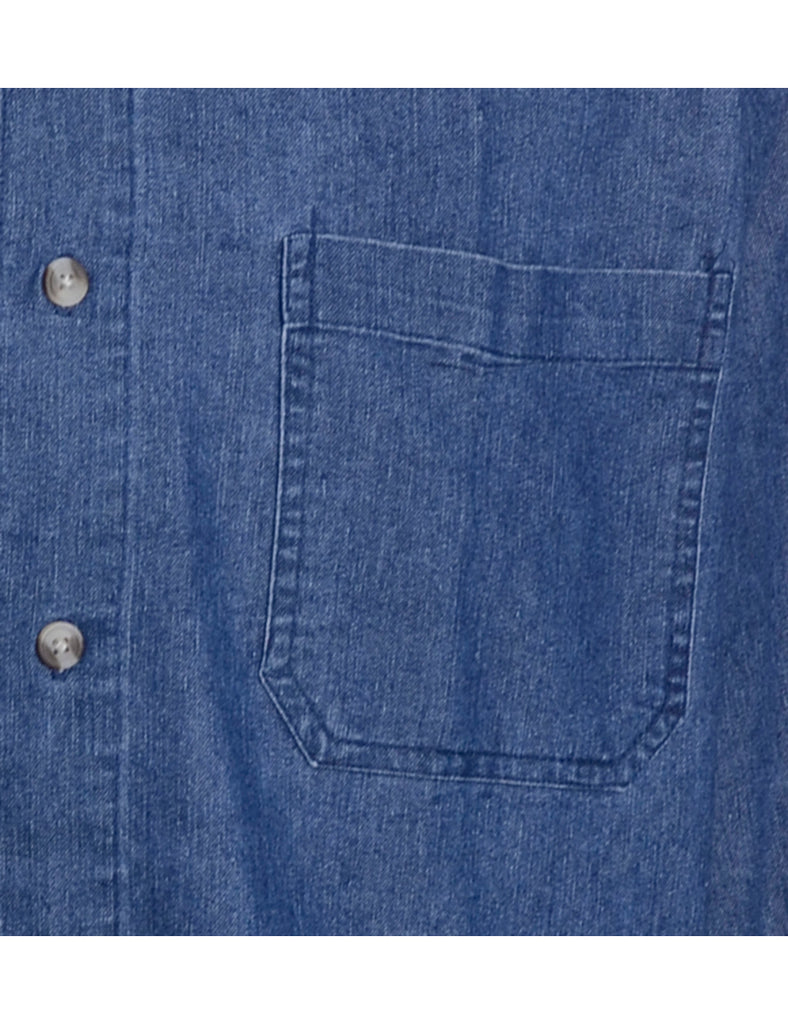 Beyond Retro Label Label Charles Grandad Collar Denim Shirt