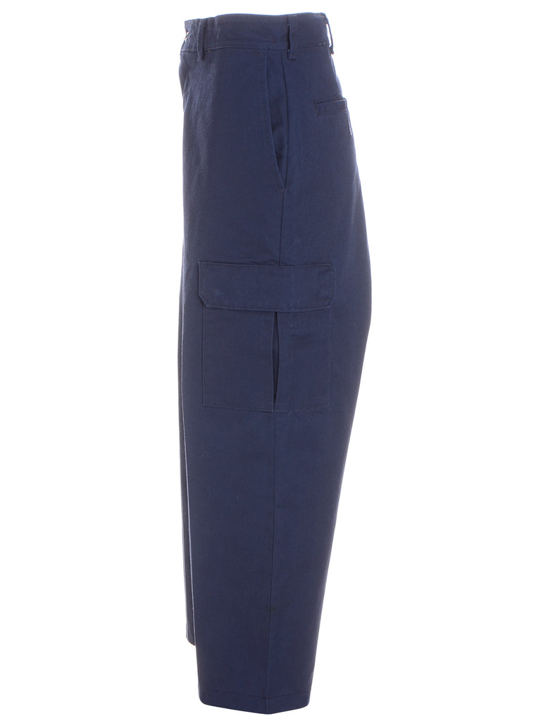 Beyond Retro Label Label Navy Cropped Cargo Trousers