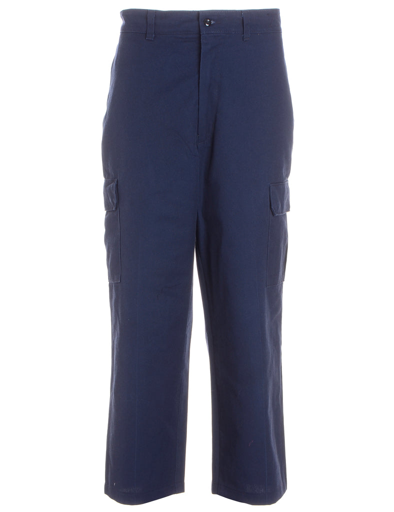Beyond Retro Label Label Navy Cropped Cargo Trousers