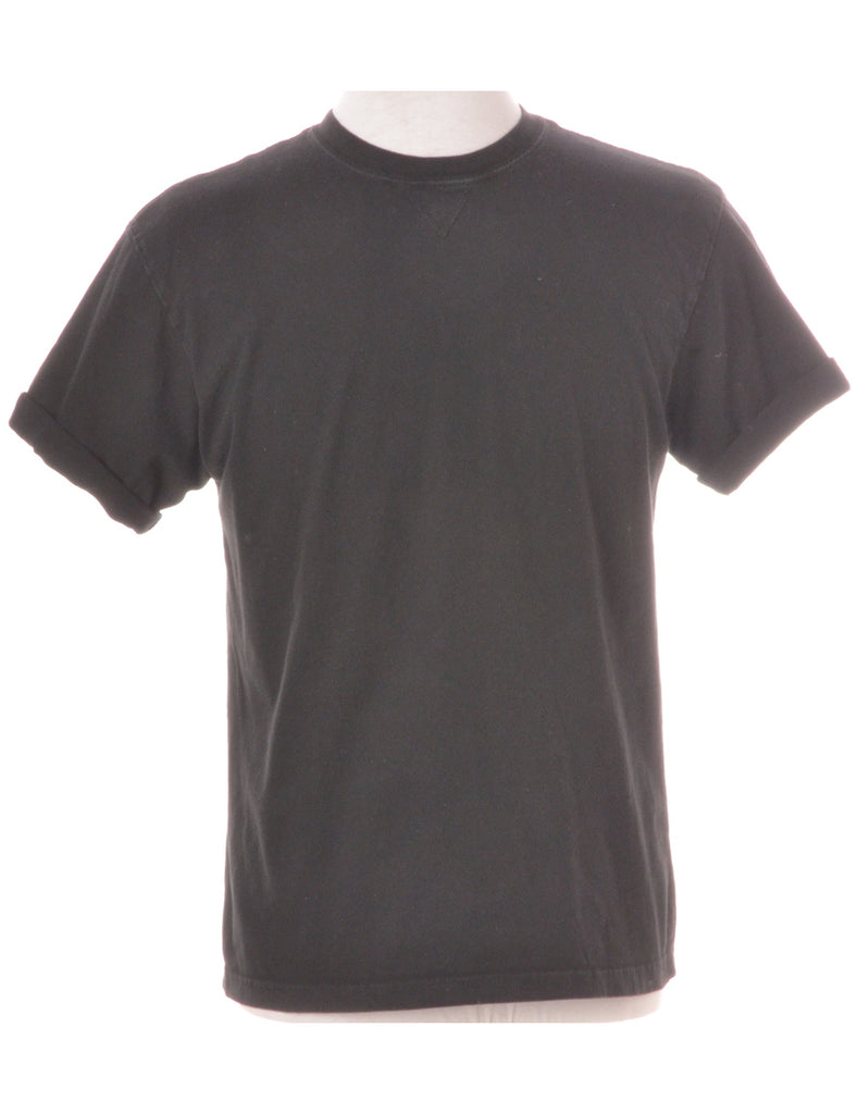 Beyond Retro Label Label Navy Rolled Sleeve T-shirt