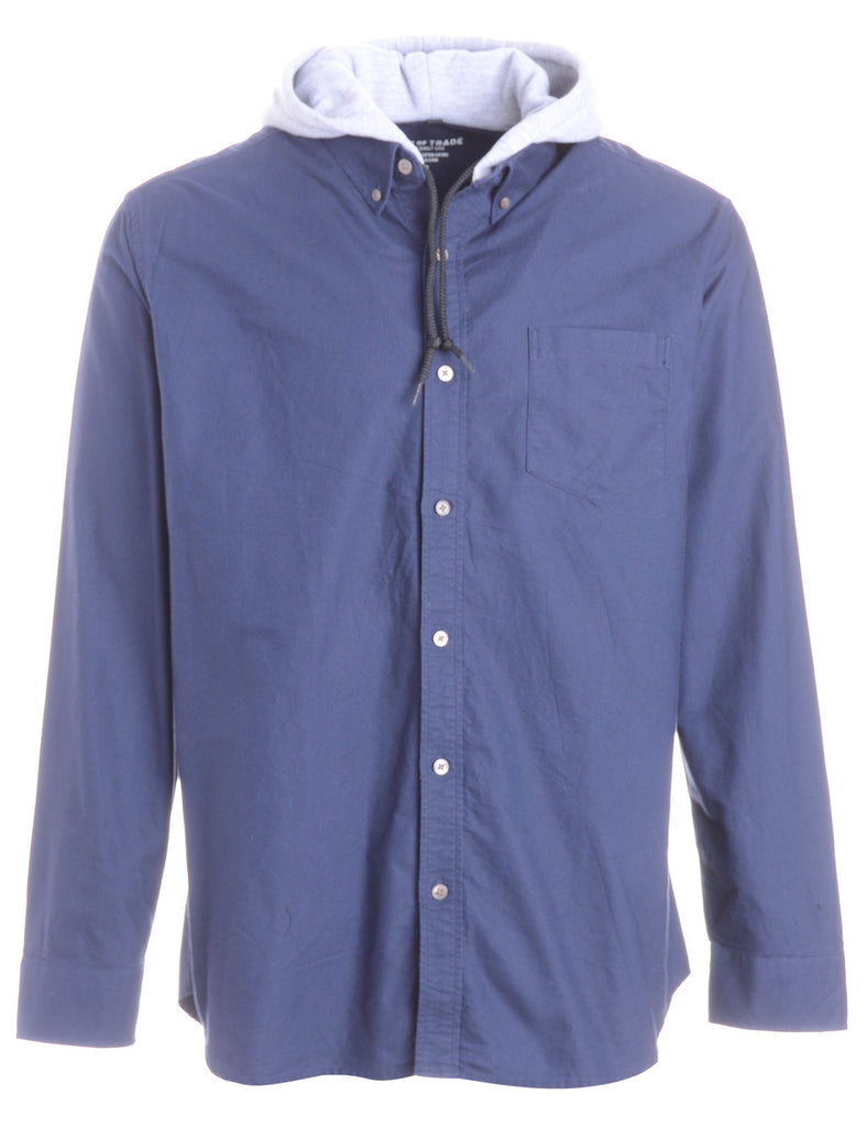 Beyond Retro Label Label Navy Theo Hooded Shirt