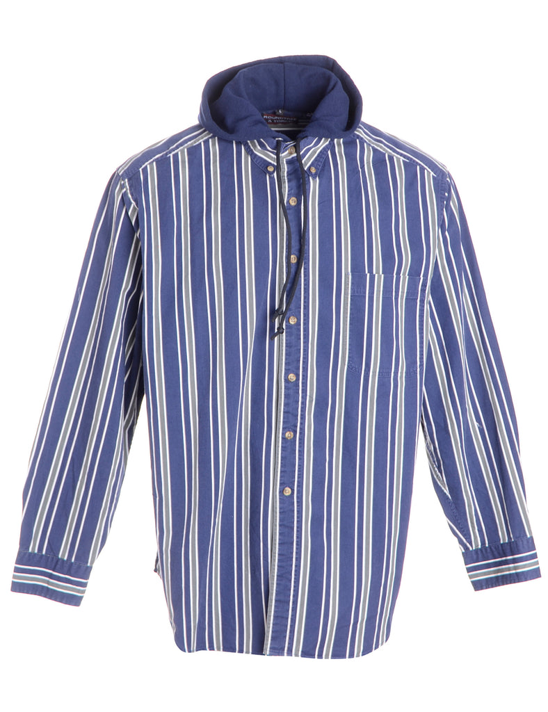 Beyond Retro Label Label Navy Theo Hooded Shirt