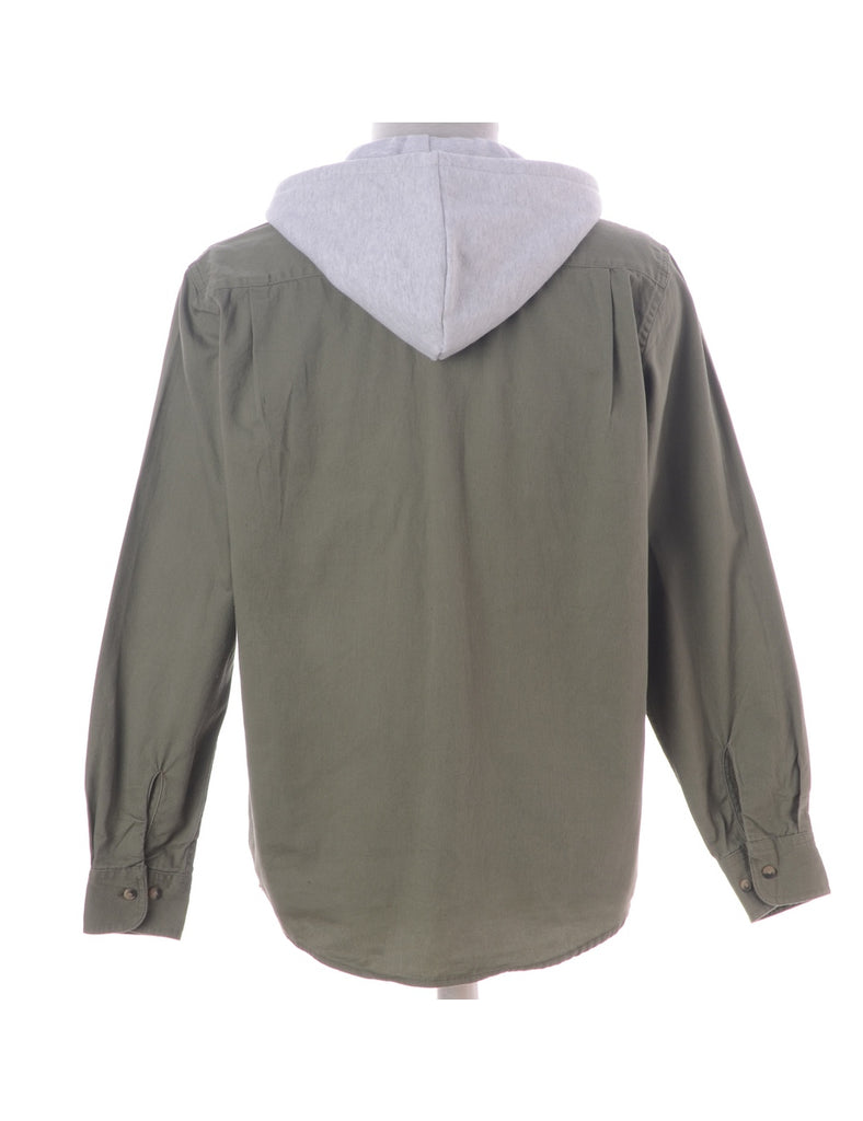 Beyond Retro Label Label Olive Green Theo Hooded Shirt