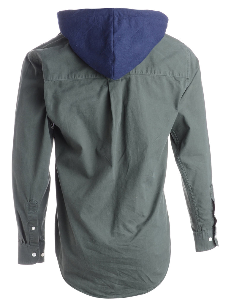 Beyond Retro Label Label Olive Green Theo Hooded Shirt