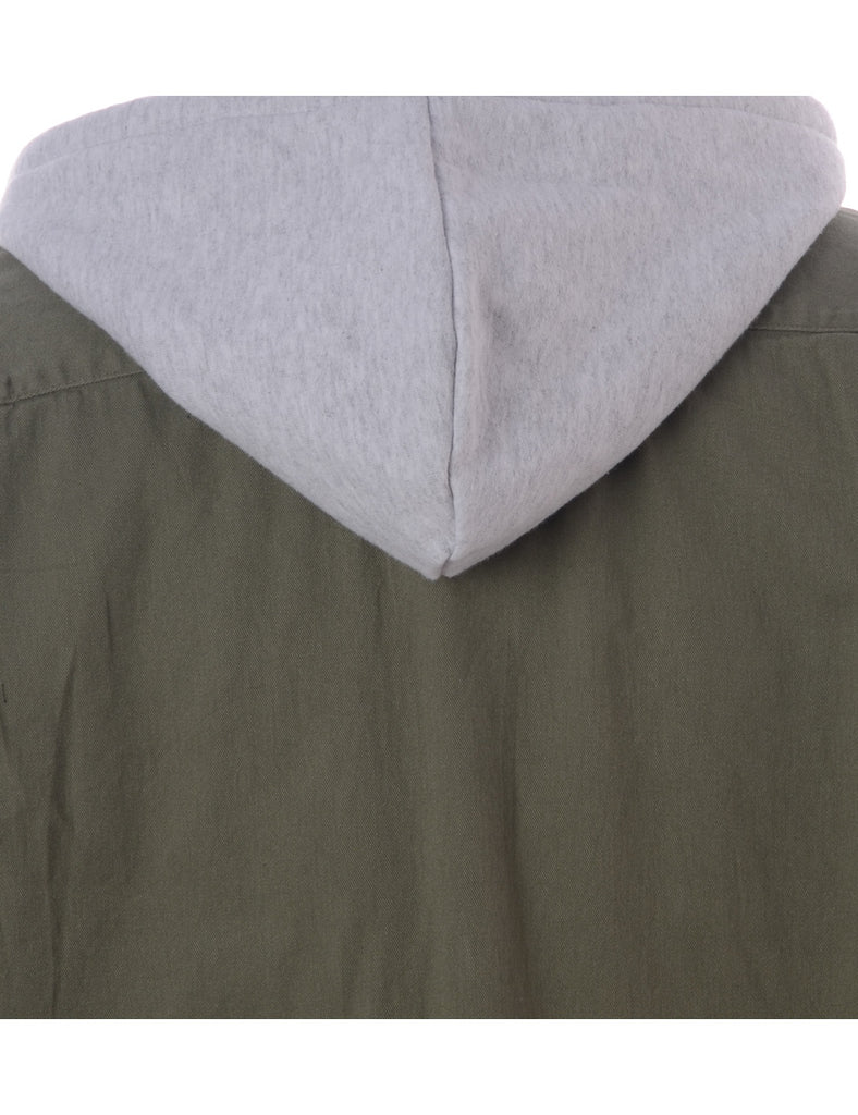 Beyond Retro Label Label Olive Green Theo Hooded Shirt