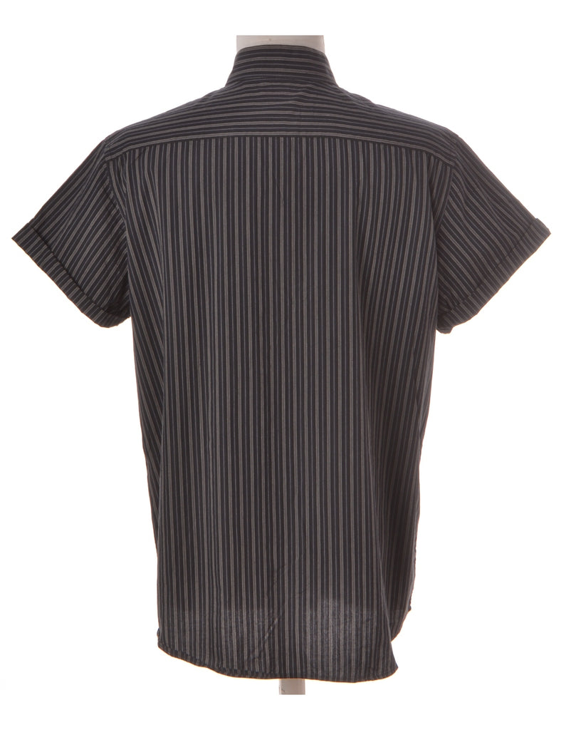Beyond Retro Label Label Scott Roll Sleeve Stripy Shirt