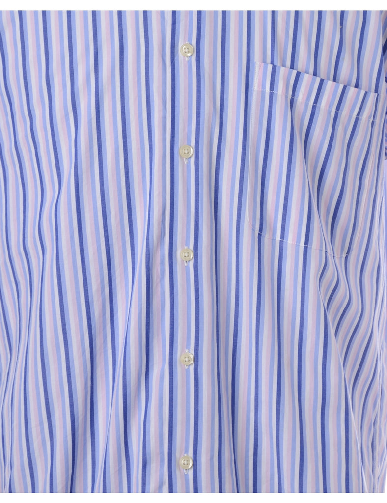Label Scott Roll Sleeve Stripy Shirt - XL