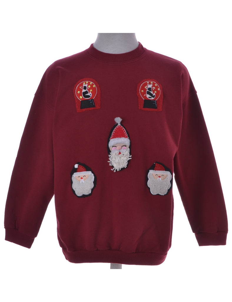 Burgundy Appliqué Christmas Sweatshirt - Christmas - Beyond Retro