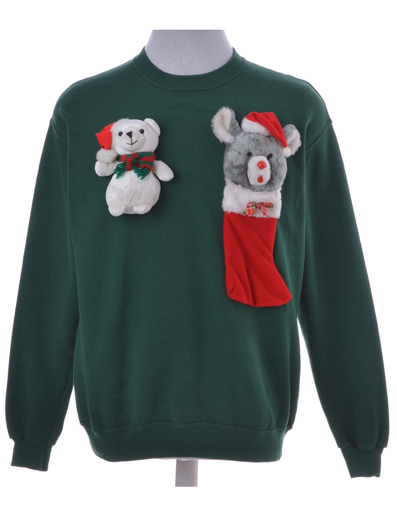 Dark Green Novelty Christmas Sweatshirt - Christmas - Beyond Retro