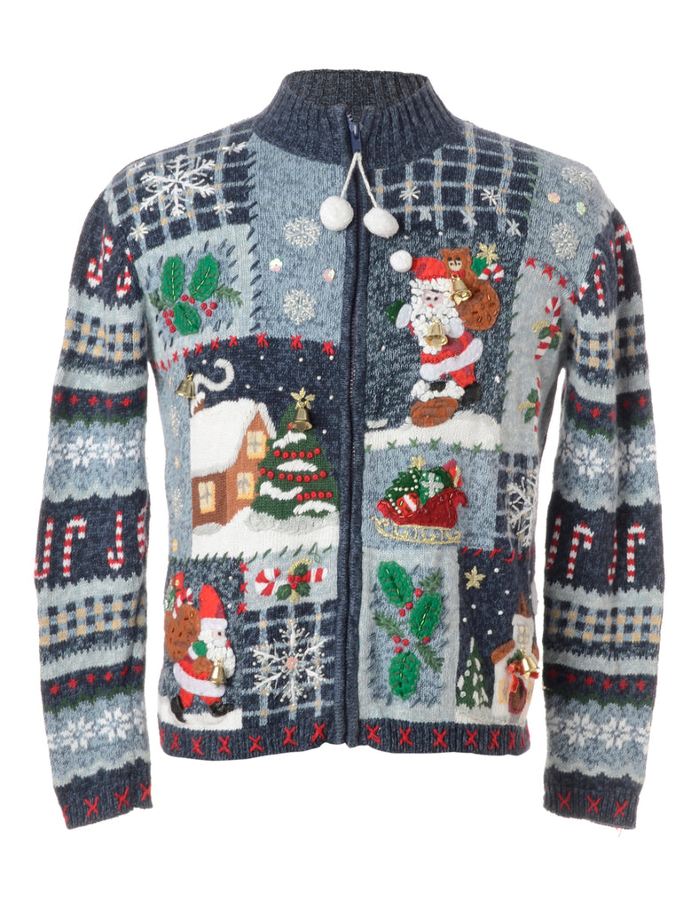 Beyond Retro Label Label Christmas Cardigan With Bells