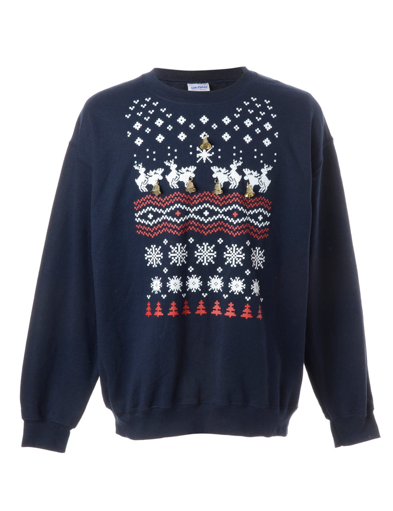 Beyond Retro Label Label Christmas Sweatshirt With Bells