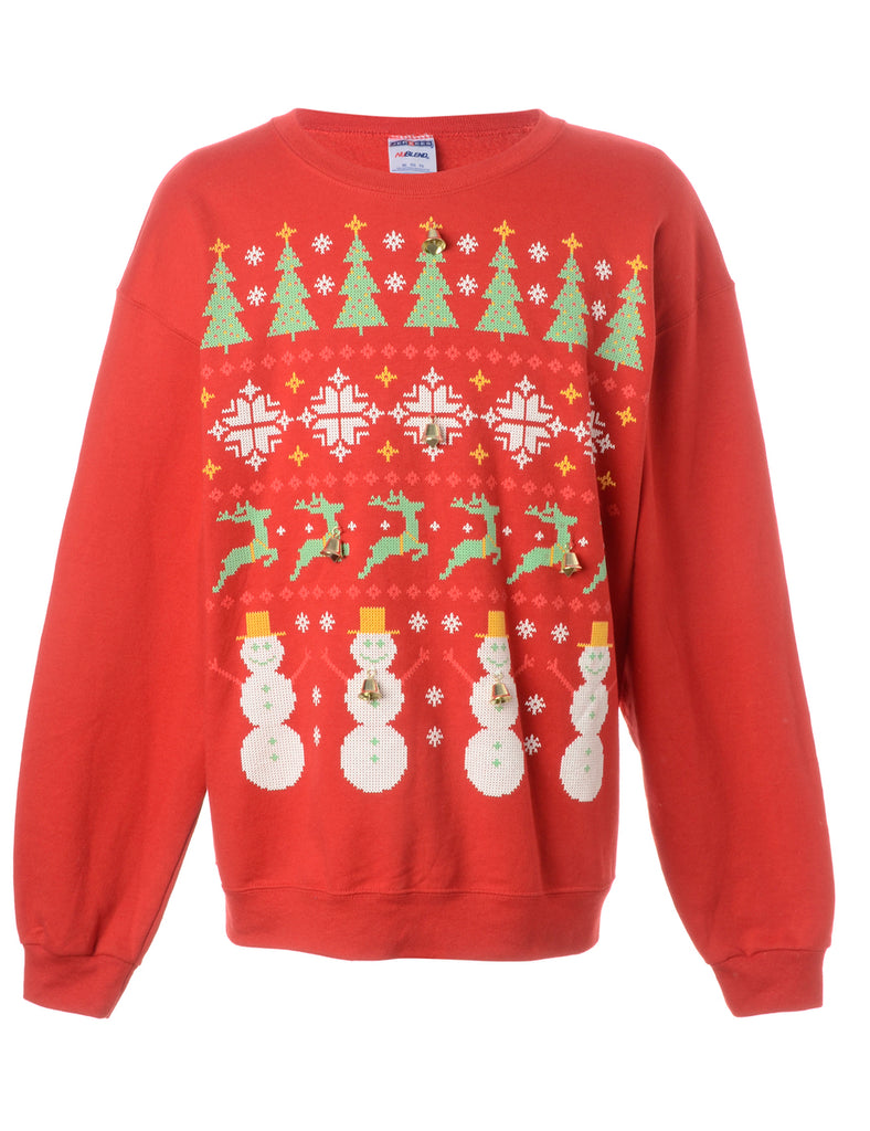 Beyond Retro Label Label Christmas Sweatshirt With Bells
