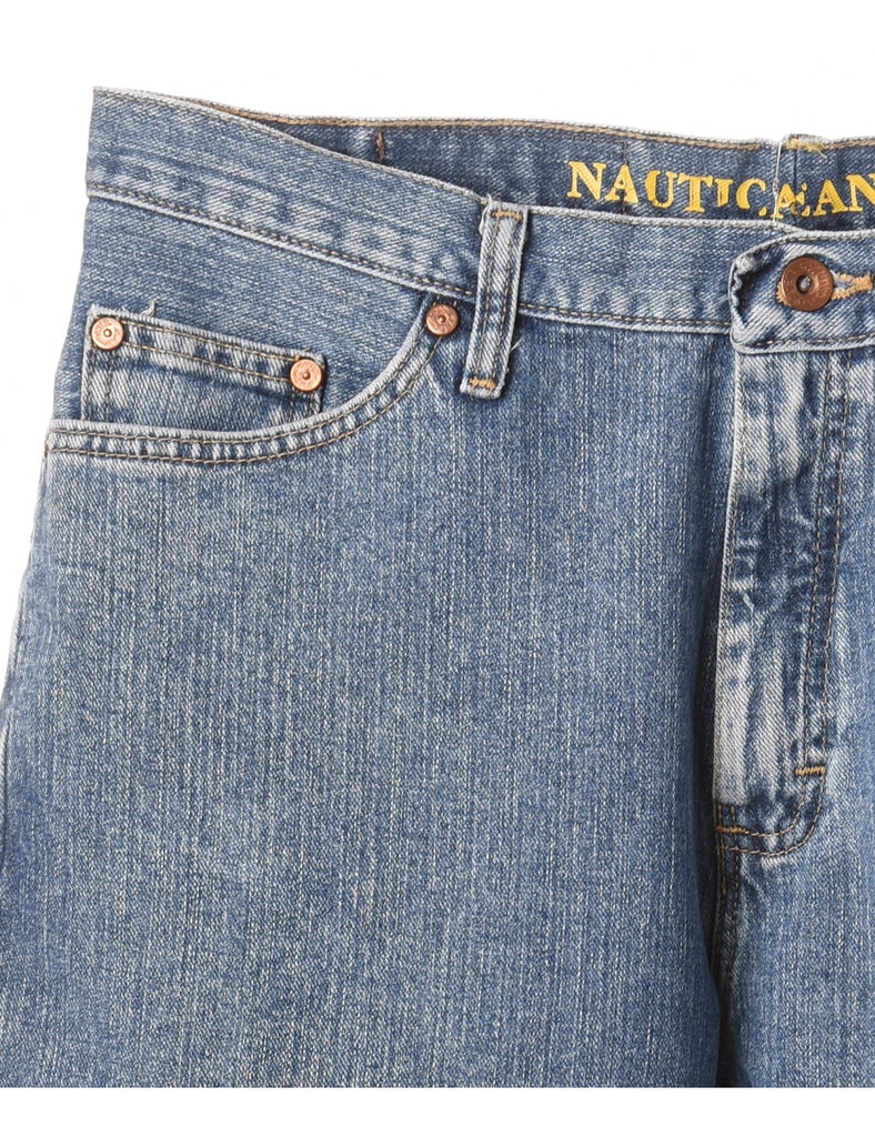 Beyond Retro Label Label Hemmed Denim Shorts