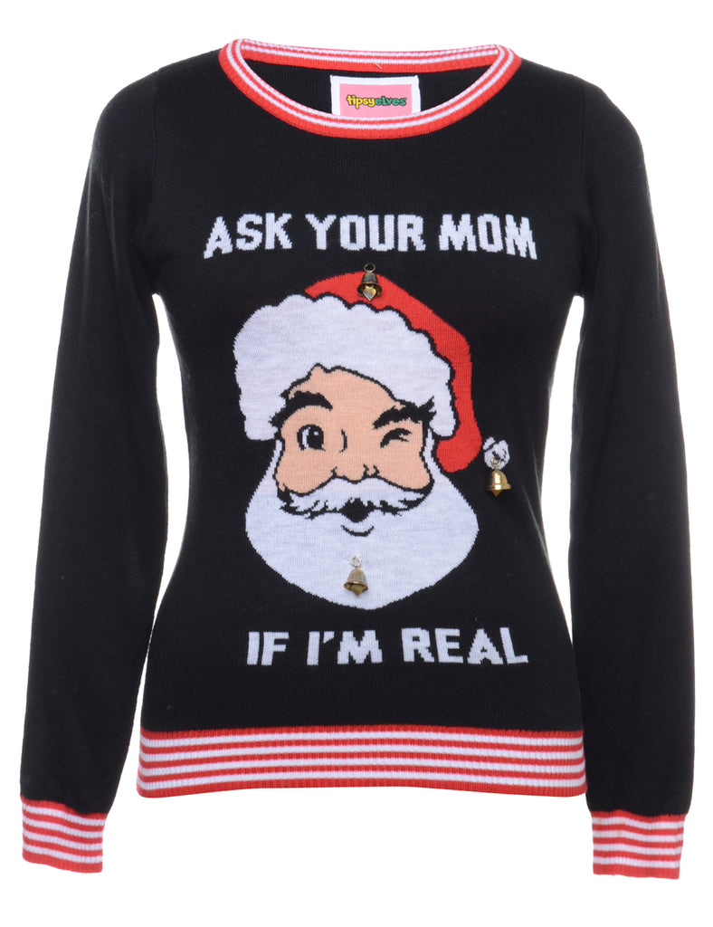 Beyond Retro Label Beyond Retro Reworked Christmas Jumper With Bells