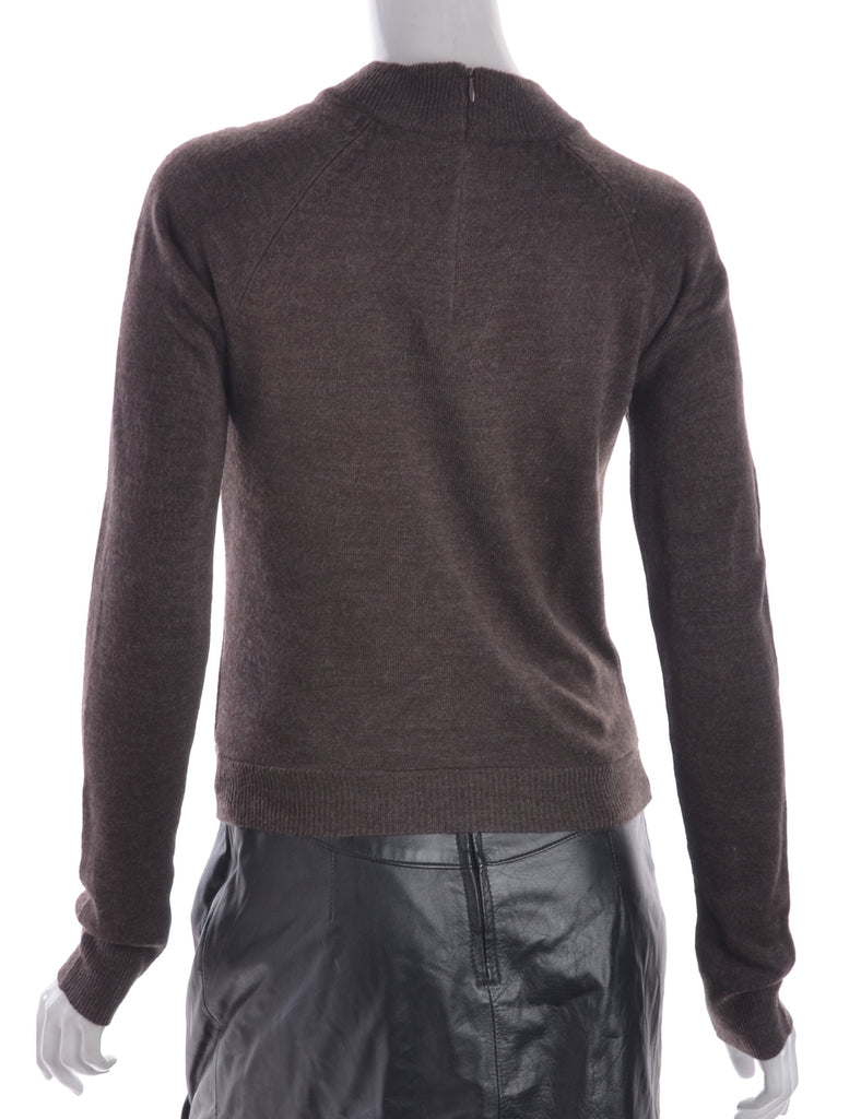 Brown Turtle Neck Top - Knits - Beyond Retro