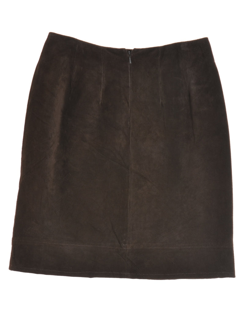 Dark Brown Suede Skirt - Skirts - Beyond Retro