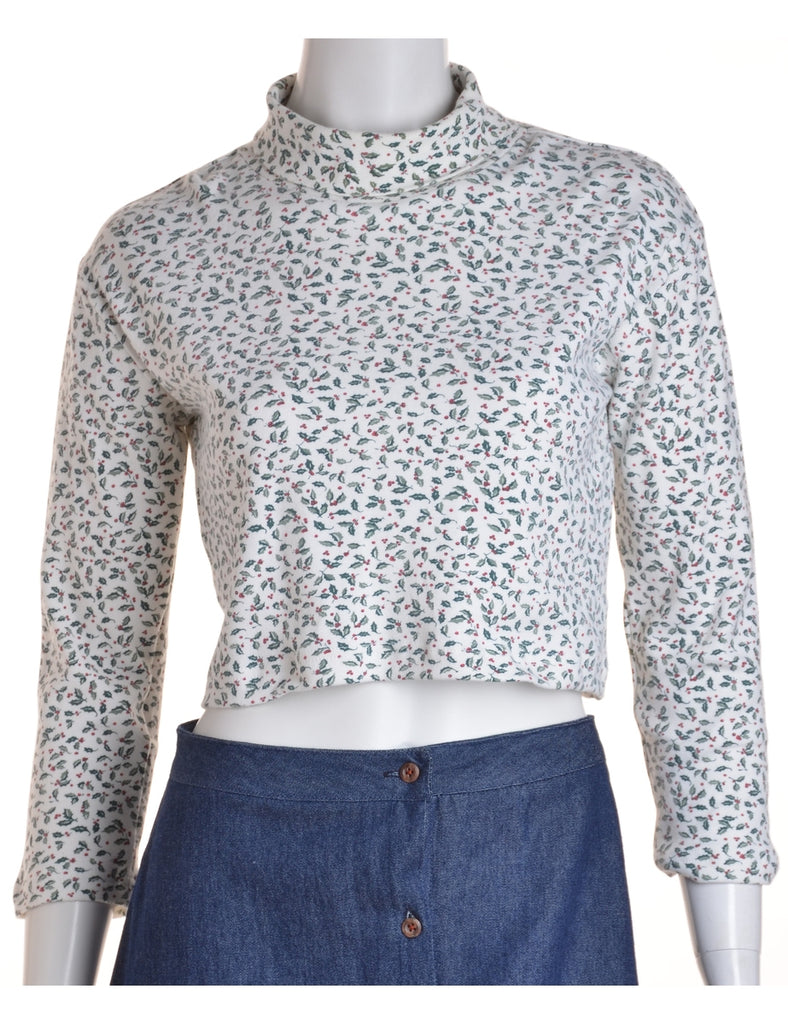 Floral Print Roll Neck Top - Blouses & Tops - Beyond Retro
