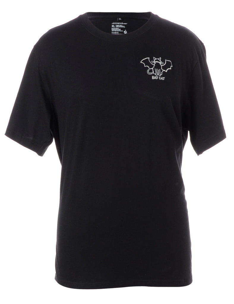 Beyond Retro Label Label Bat Cat Embroidered T-shirt