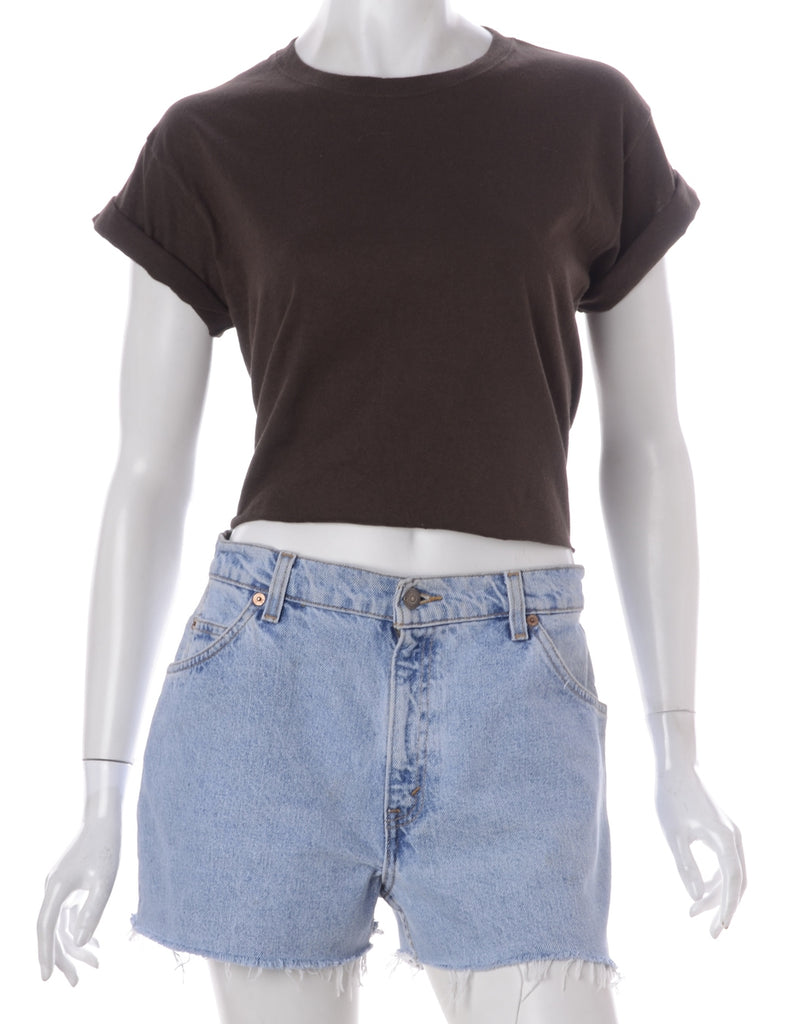 Label Bell Cropped Roll Sleeve T-Shirt - T-shirts - Beyond Retro